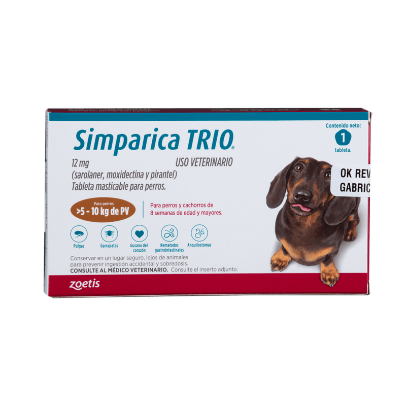 Antiparasitario Interno Y Externo Para Perro Simparica Trio 5 - 10 kg