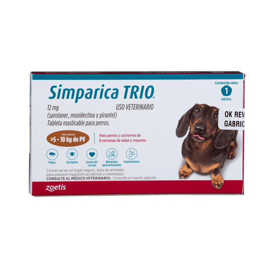 Antiparasitario Interno Y Externo Para Perro Simparica Trio 5 - 10 kg