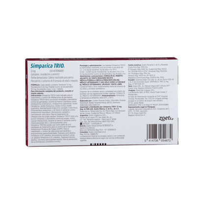 Antiparasitario Interno Y Externo Para Perro Simparica Trio 10 - 20 kg