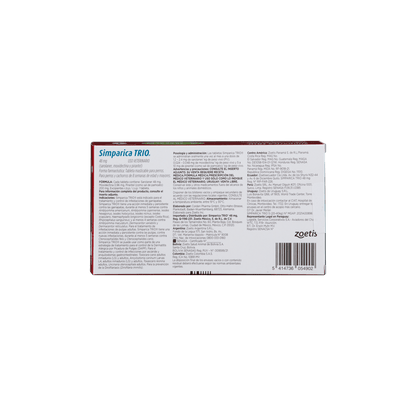 Antiparasitario Interno Y Externo Para Perro Simparica Trio 40 - 60 kg